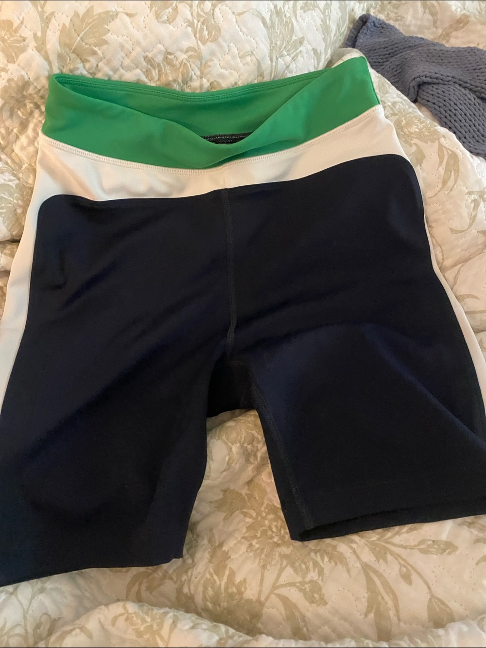 Splits59 Women’s Colorblock Athletic Shorts - Green, Navy & White